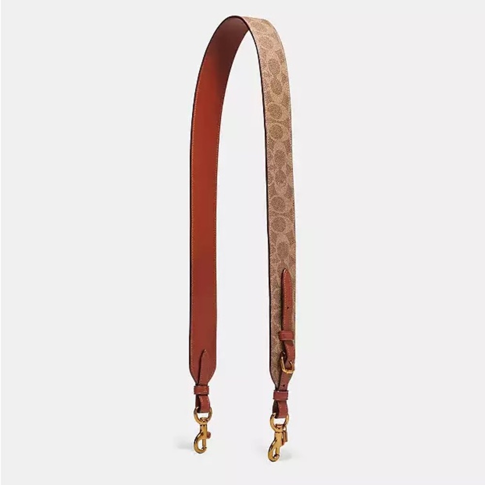Coach signature canvas rust brass bag strap